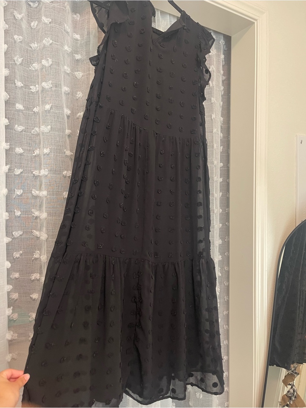 Black Swiss Dot Tiered Maxi Dress - Picture 6 of 6